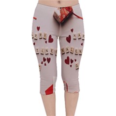 Valentine Gift Box Velvet Capri Leggings  by artworkshop