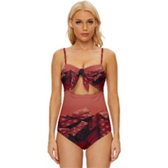 Valentines Gift Knot Front One-piece Swimsuit by artworkshop