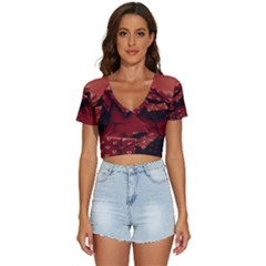 Valentines Gift V-neck Crop Top by artworkshop