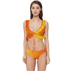 Wallpaper Liquid Bubbles Macro Orange Bright Low Cut Ruffle Edge Bikini Set