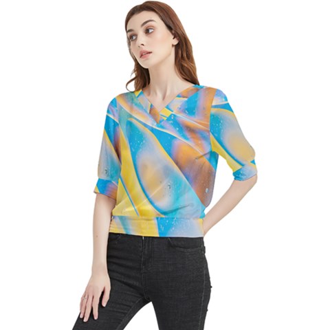 Water And Sunflower Oil Quarter Sleeve Blouse by artworkshop