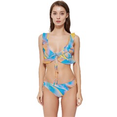 Water And Sunflower Oil Low Cut Ruffle Edge Bikini Set by artworkshop