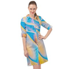 Water And Sunflower Oil Long Sleeve Mini Shirt Dress by artworkshop