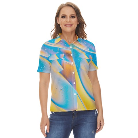 Water And Sunflower Oil Women s Short Sleeve Double Pocket Shirt by artworkshop