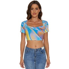 Water And Sunflower Oil Short Sleeve Square Neckline Crop Top 