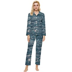 Water Sea Womens  Long Sleeve Velvet Pocket Pajamas Set