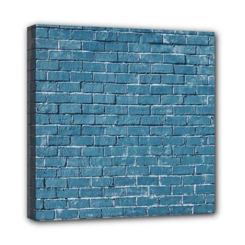 White And Blue Brick Wall Mini Canvas 8  x 8  (Stretched)