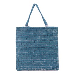 White And Blue Brick Wall Grocery Tote Bag