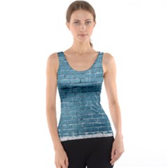 White And Blue Brick Wall Tank Top