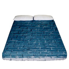 White And Blue Brick Wall Fitted Sheet (California King Size)