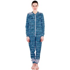 White And Blue Brick Wall OnePiece Jumpsuit (Ladies)