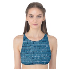 White And Blue Brick Wall Tank Bikini Top