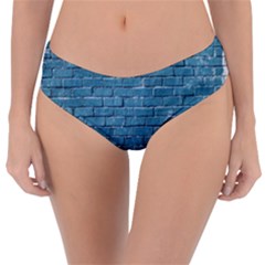 White And Blue Brick Wall Reversible Classic Bikini Bottoms