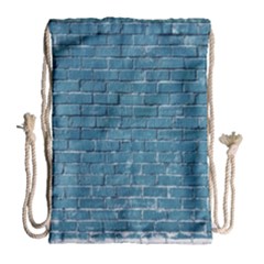 White And Blue Brick Wall Drawstring Bag (Large)