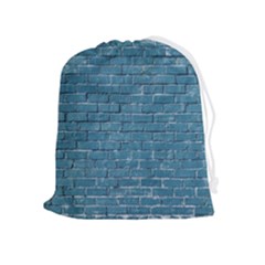 White And Blue Brick Wall Drawstring Pouch (XL)