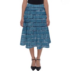 White And Blue Brick Wall Perfect Length Midi Skirt