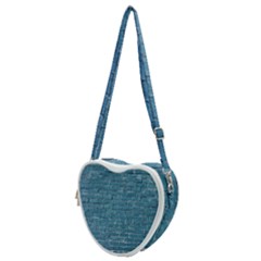 White And Blue Brick Wall Heart Shoulder Bag