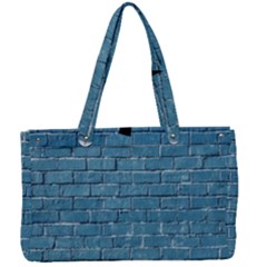 White And Blue Brick Wall Canvas Work Bag