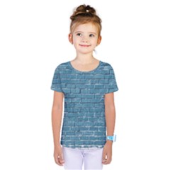 White And Blue Brick Wall Kids  One Piece Tee