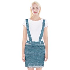 White And Blue Brick Wall Braces Suspender Skirt