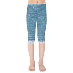 White And Blue Brick Wall Kids  Capri Leggings 