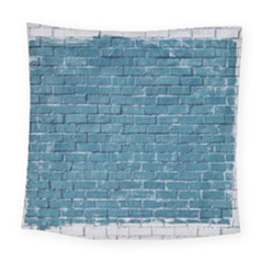 White And Blue Brick Wall Square Tapestry (large) by artworkshop