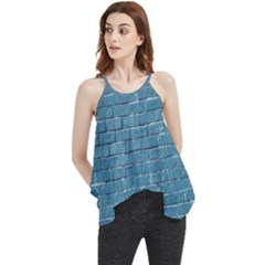 White And Blue Brick Wall Flowy Camisole Tank Top