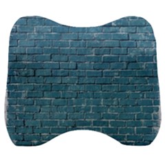 White And Blue Brick Wall Velour Head Support Cushion