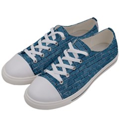 White And Blue Brick Wall Men s Low Top Canvas Sneakers