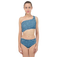 White And Blue Brick Wall Spliced Up Two Piece Swimsuit