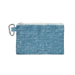 White And Blue Brick Wall Canvas Cosmetic Bag (small) by artworkshop