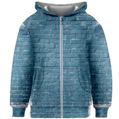 White And Blue Brick Wall Kids  Zipper Hoodie Without Drawstring