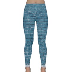 White And Blue Brick Wall Lightweight Velour Classic Yoga Leggings