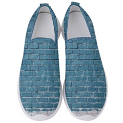 White And Blue Brick Wall Men s Slip On Sneakers