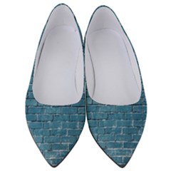 White And Blue Brick Wall Women s Low Heels