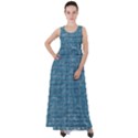 White And Blue Brick Wall Empire Waist Velour Maxi Dress View1