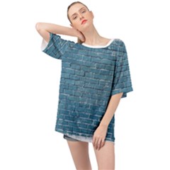 White And Blue Brick Wall Oversized Chiffon Top