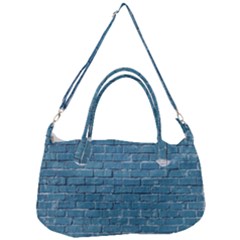 White And Blue Brick Wall Removal Strap Handbag