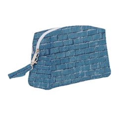 White And Blue Brick Wall Wristlet Pouch Bag (Medium)