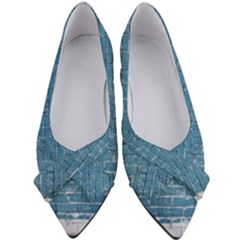 White And Blue Brick Wall Women s Bow Heels