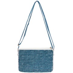 White And Blue Brick Wall Double Gusset Crossbody Bag