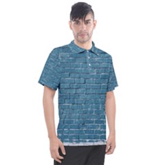 White And Blue Brick Wall Men s Polo Tee