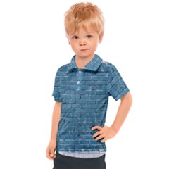 White And Blue Brick Wall Kids  Polo Tee