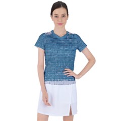 White And Blue Brick Wall Women s Sports Top