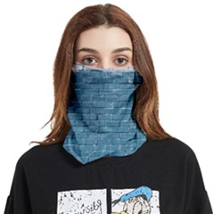 White And Blue Brick Wall Face Covering Bandana (Two Sides)