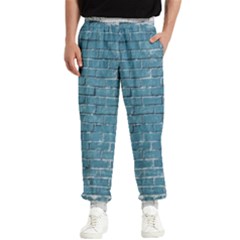 White And Blue Brick Wall Men s Elastic Waist Pants