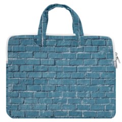 White And Blue Brick Wall MacBook Pro 13  Double Pocket Laptop Bag