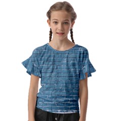 White And Blue Brick Wall Kids  Cut Out Flutter Sleeves