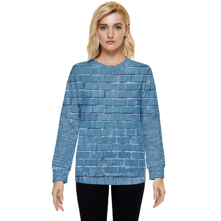 White And Blue Brick Wall Hidden Pocket Sweatshirt