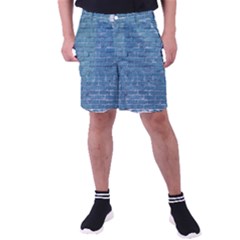 White And Blue Brick Wall Men s Pocket Shorts